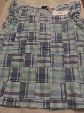 Vineyard Vines Blue Plaid Top Shirt Size XS NWT